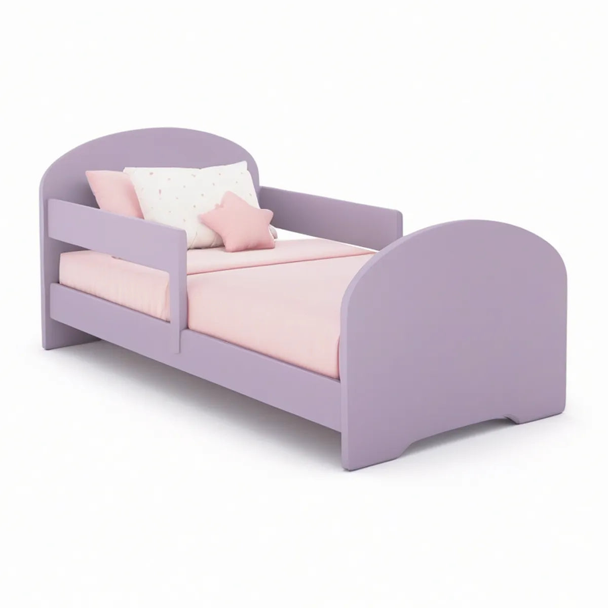 Lavender Toddler Bed Frame with Guardrails, 55.1 x 29.5 x 26.4 in, Engineered Wood
