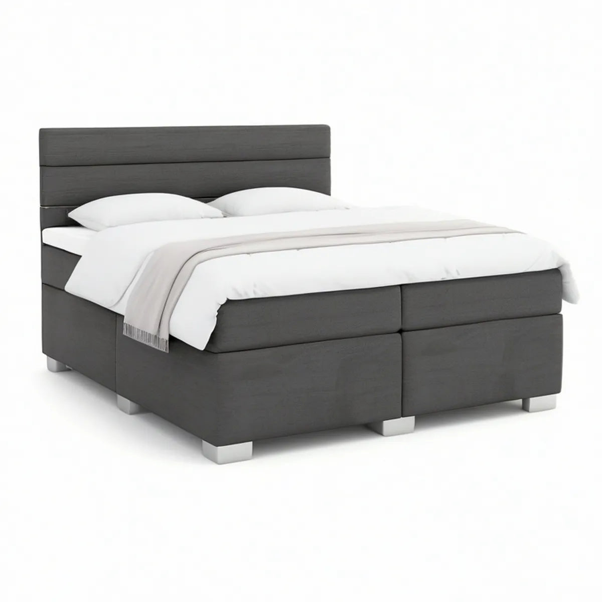 Queen Upholstered Bed Frame, Dark Gray, 63 in W x 83 in L x 46 in H