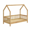 Twin House Bed Frame, Solid Pine, Natural, 39 x 75 in