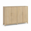 Natural Bamboo 4-Door Sideboard with Slatted Doors, 63 x 16 x 36 in