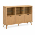 Natural Oak Sideboard Cabinet, 47.2 in W x 15.7 in D x 35.4 in H, Engineered Wood with Oak Veneer