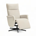 Cream Corduroy Swivel Recliner Chair with Extendable Footrest, 31.5 x 35.4 x 40.6 in
