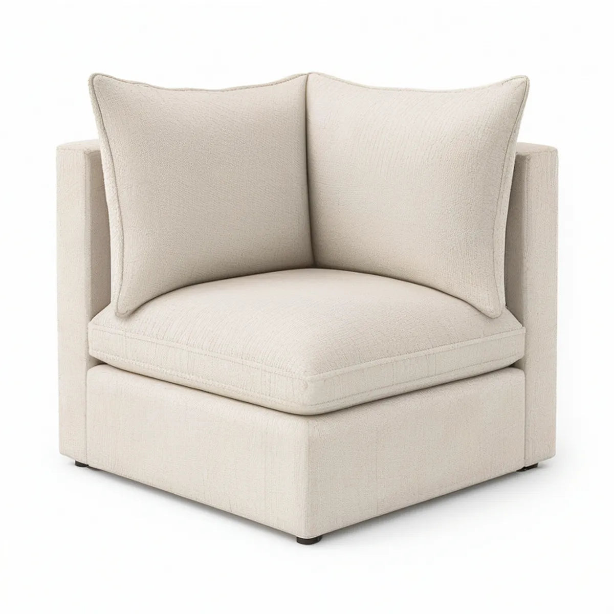 Ivory Bouclé Upholstered Armchair, 34 x 36 x 34 in
