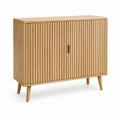 Natural Bamboo Sideboard with Slatted Double Doors, 39.4 x 15.7 x 31.5 in